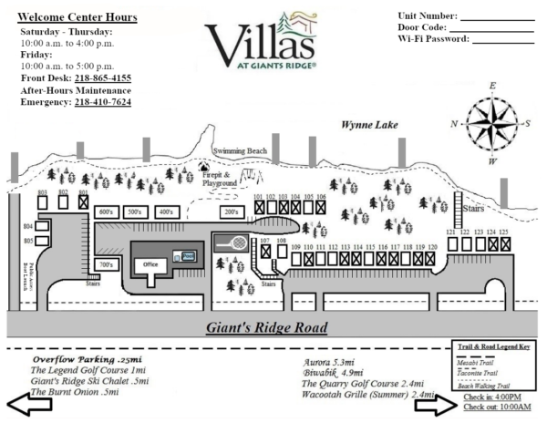 A map of the property of the Villas at Giants Ridge.